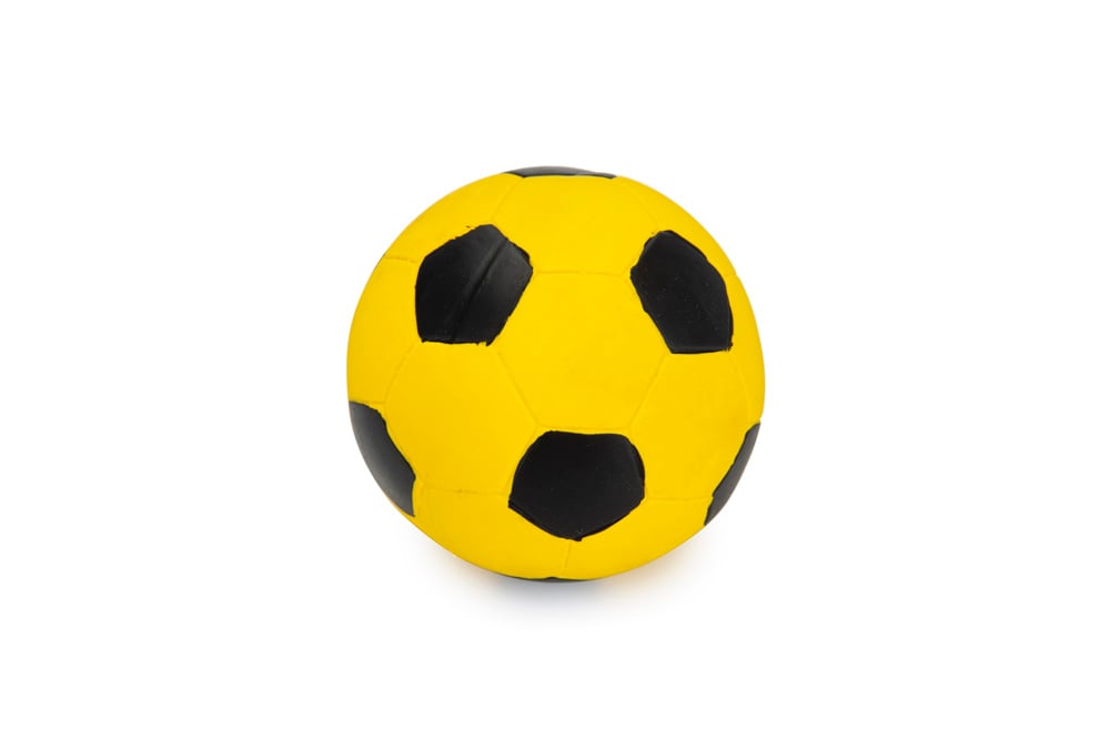 Beeztees Voetbal - Hondenspeeltje - Zwart Geel - 21x10x2 cm - M