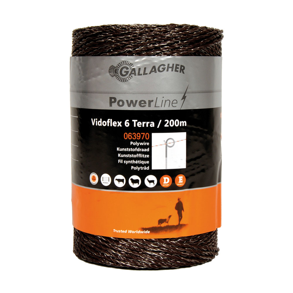 Gallagher Vidoflex 6 - Schrikdraad - 15.5 cm - 200 Meter - Terra - 11 cm - 20000 cm Gallagher Vidoflex 6 - Schrikdraad - 15.5 cm - 200 Meter - Terra - 11 cm - 20000 cm