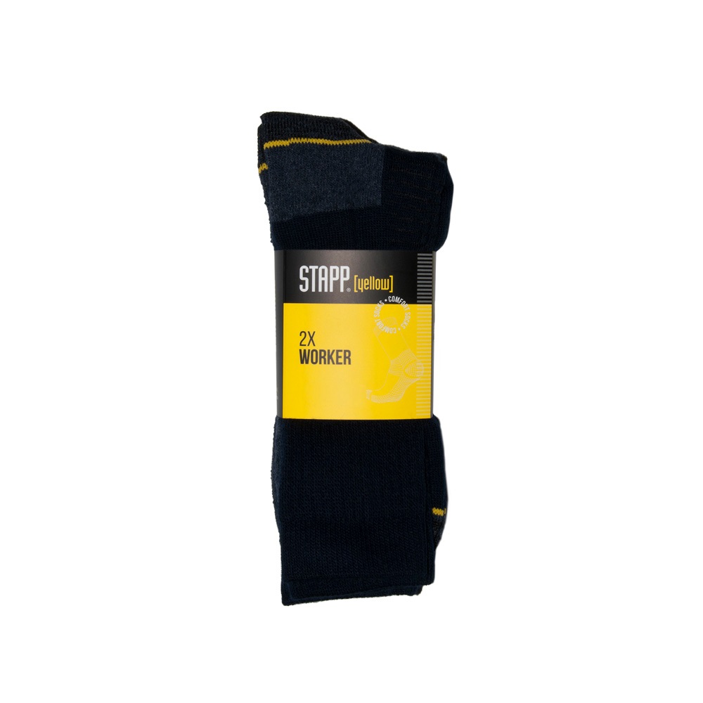 STAPP Yellow Worker - Werksokken - 2-Pack - Zwart - 47-50