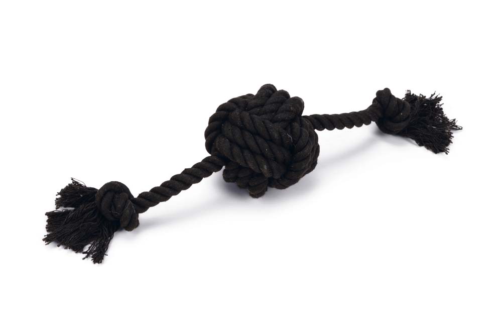 Beeztees Bari Flostouw met bal - Apporteren - Hondenspeelgoed - zwart - 37x7x27 cm