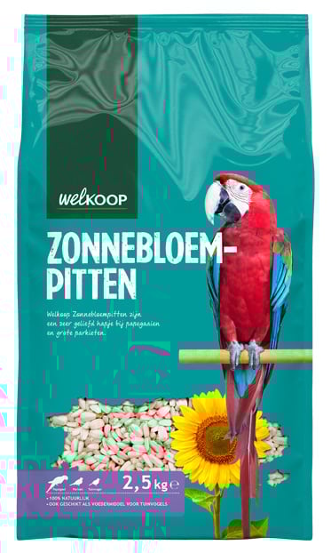 Welkoop  Zonnebloempitten wit - Vogelvoer - 2.5 Kilogram - Zonnebloempitten zwart