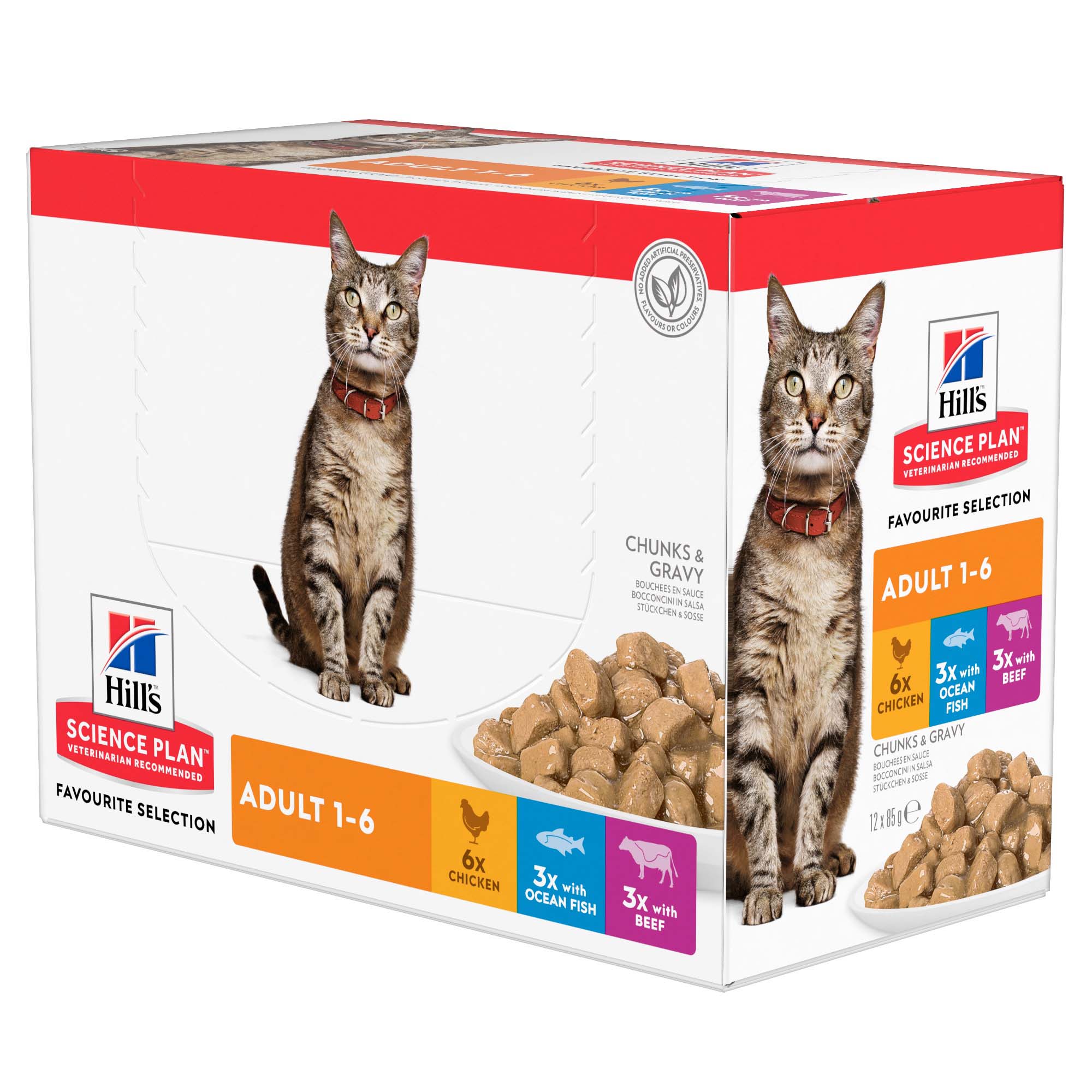 Hill's Science Plan Adult - Multipack - Kattenvoer - 12x85 gram - 1020 Gram - rund, vis, kip