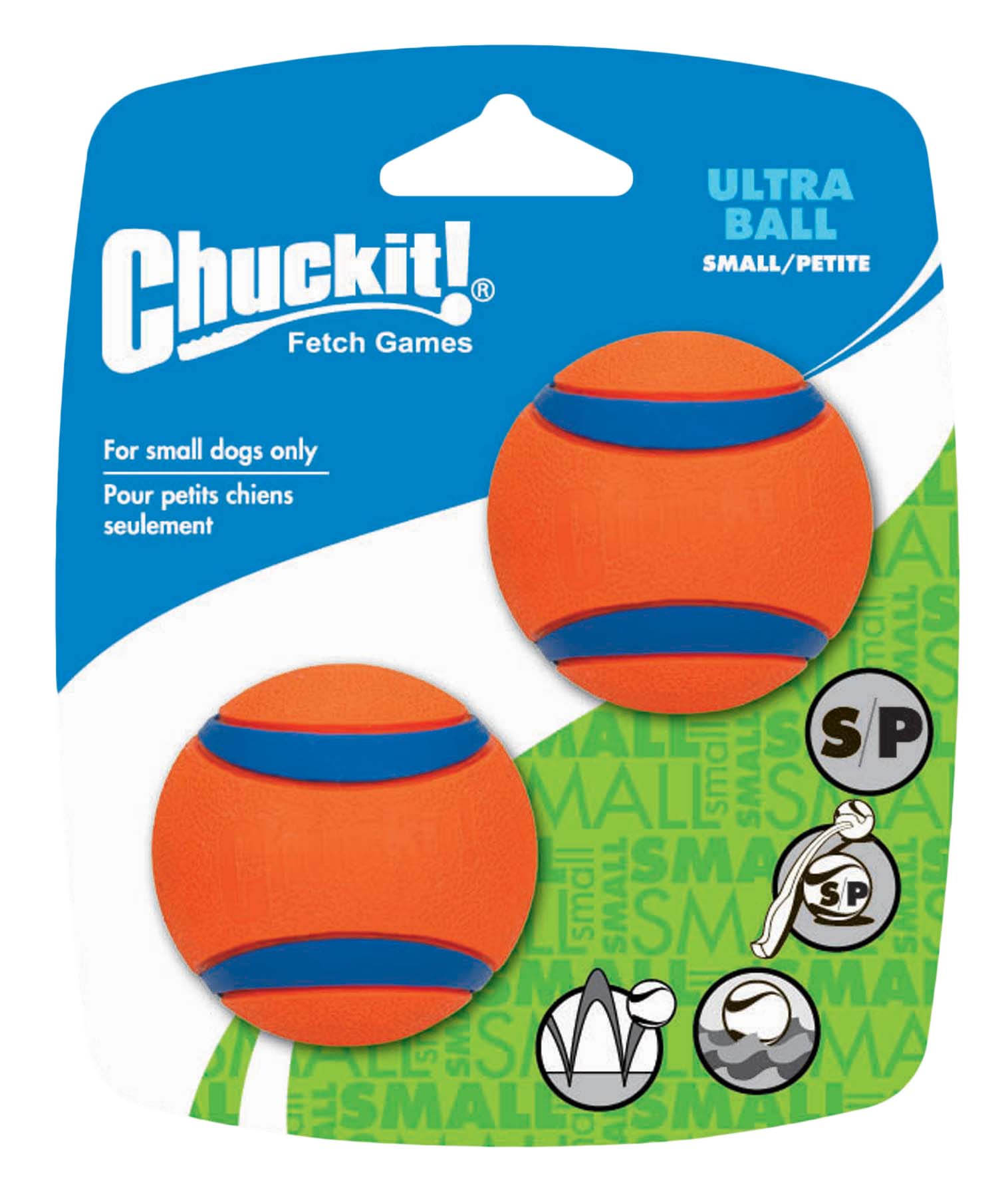 Chuckit Ultra Ball - Apporteren - Hondenspeelgoed - Oranje/Blauw - 13.5x11.5x5 cm - S