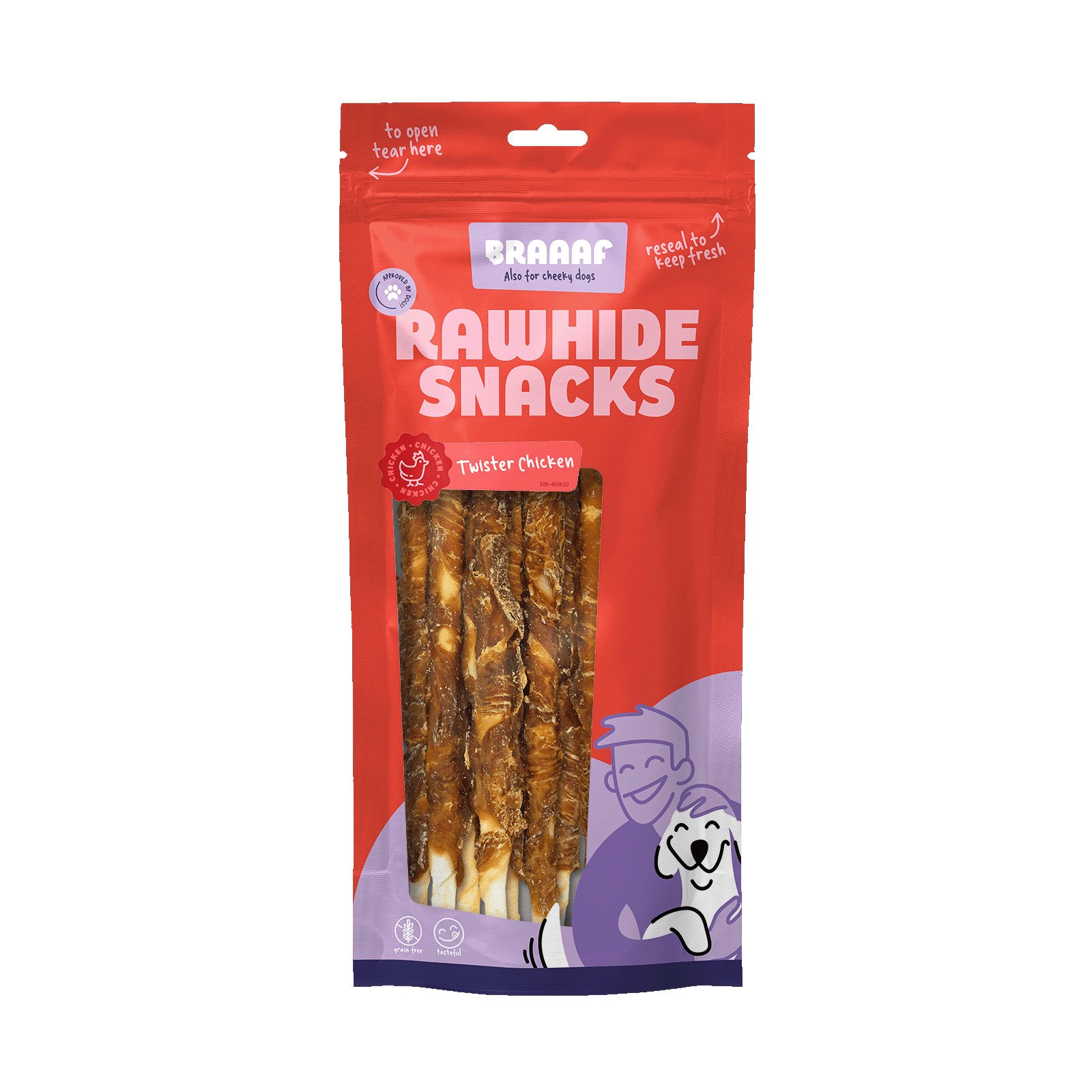Braaaf Twister - Hondensnack - 8 Stuks - kip