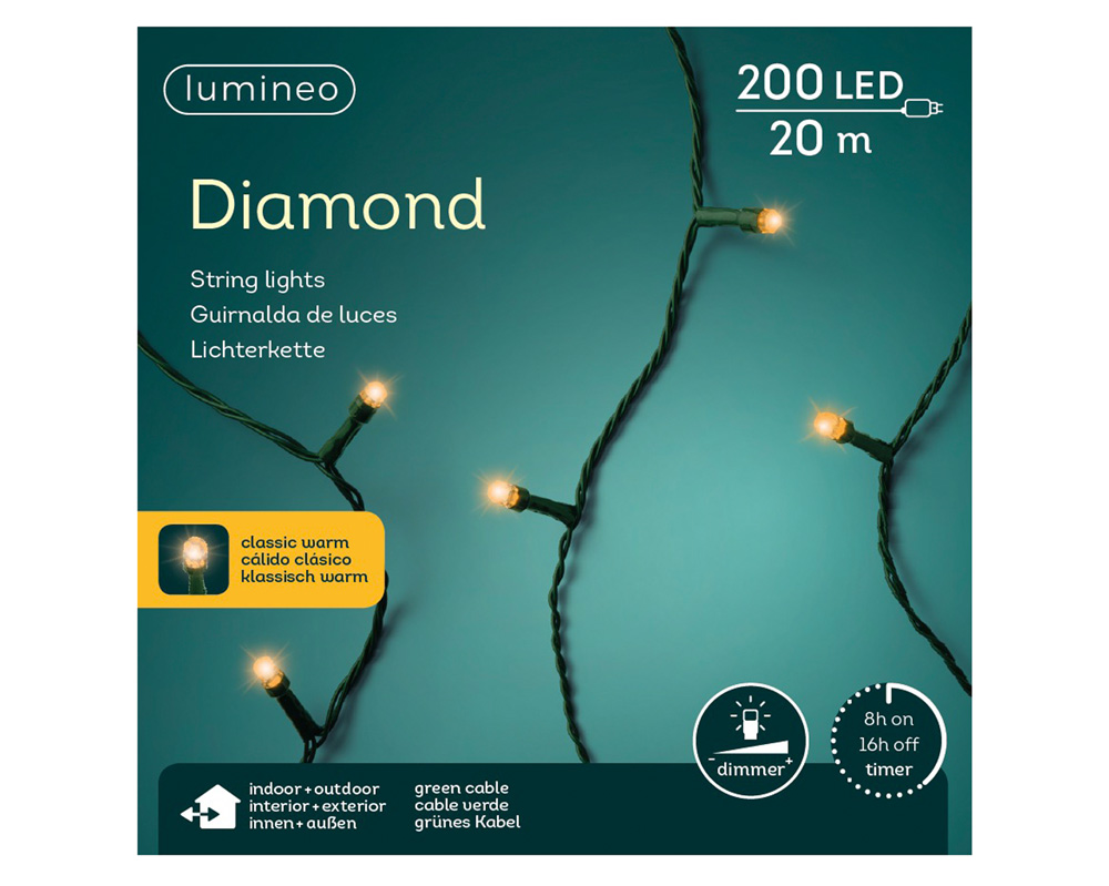 Lumineo - Diamantverlichting - 200 - Klassiek warm wit - 19 cm