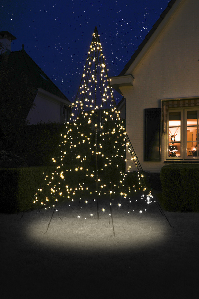 Fairybell 3 meter Twinkelend - Vlaggenmast kerstboom - 480 - Warm wit - 300 cm