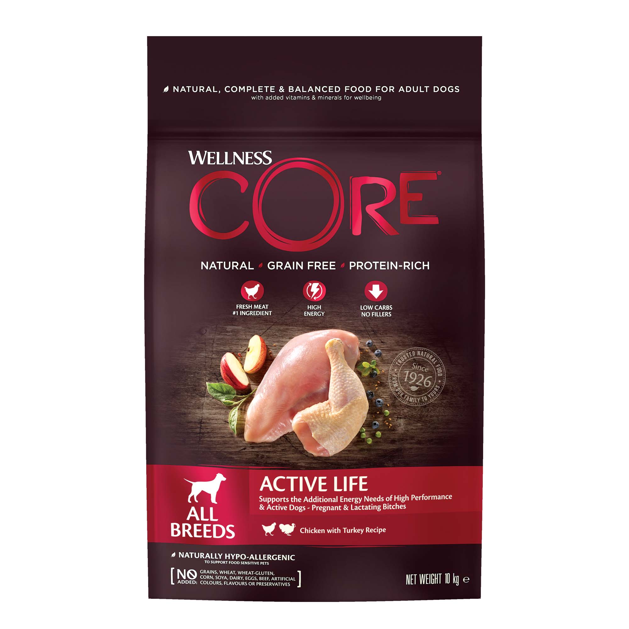 Wellness CORE Adult Active Life - Hondenvoer - 10 Kilogram - kip