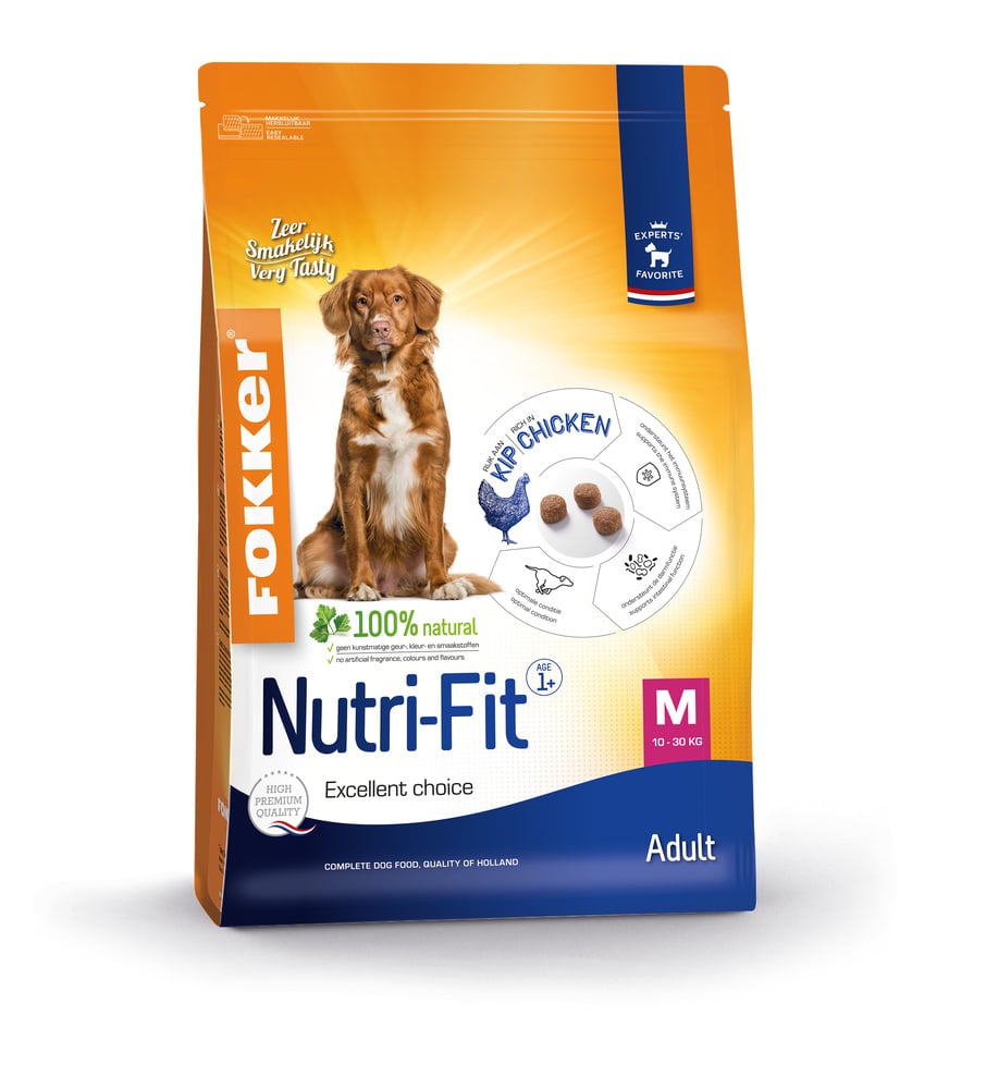 Fokker Nutri-Fit M - Hondenvoer - 13 Kilogram - kip, rijst
