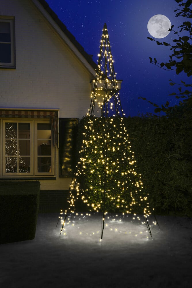 Fairybell 4 meter Twinkelend - Vlaggenmast kerstboom - 640 - Warm wit - 400 cm