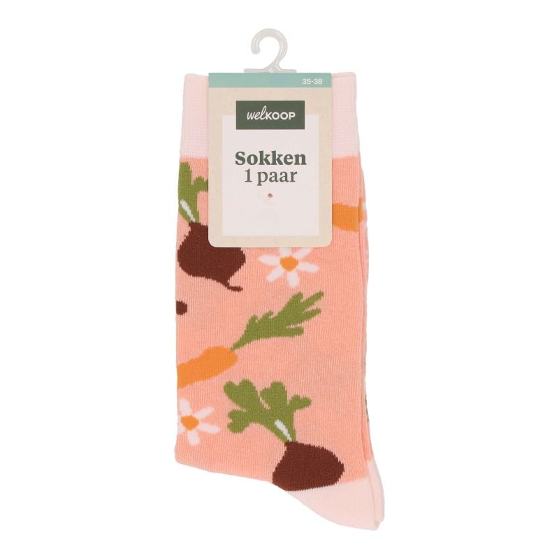 Welkoop Fun Groenten - Sokken - Roze - 35-38