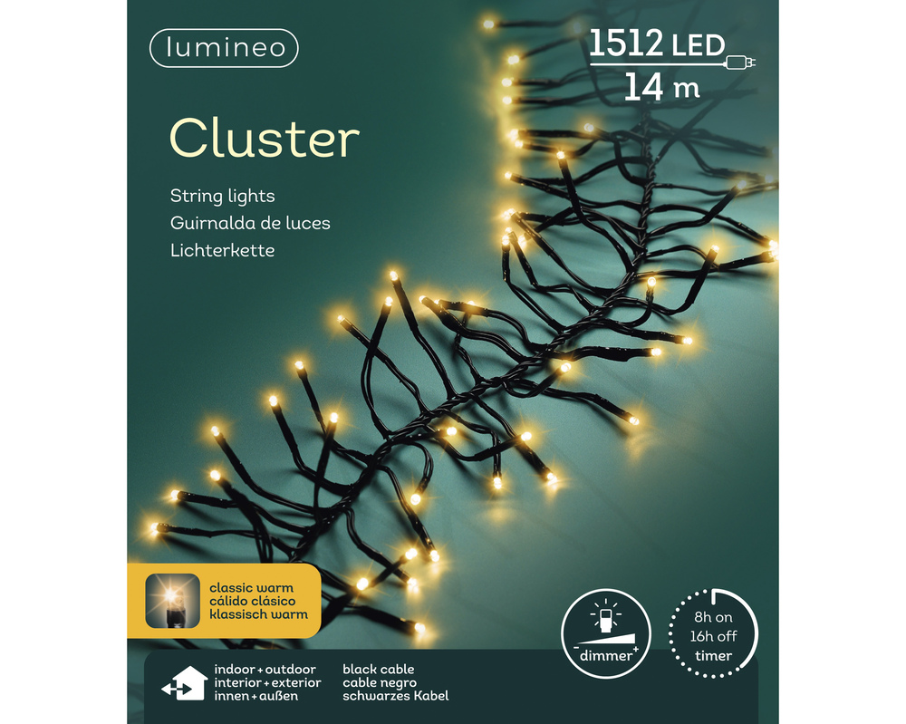 Lumineo Cluster - Kerstboomverlichting - 1512 LED lampjes - Klassiek warm wit - 21 cm Lumineo Cluster - Kerstboomverlichting - 1512 LED lampjes - Klassiek warm wit - 21 cm