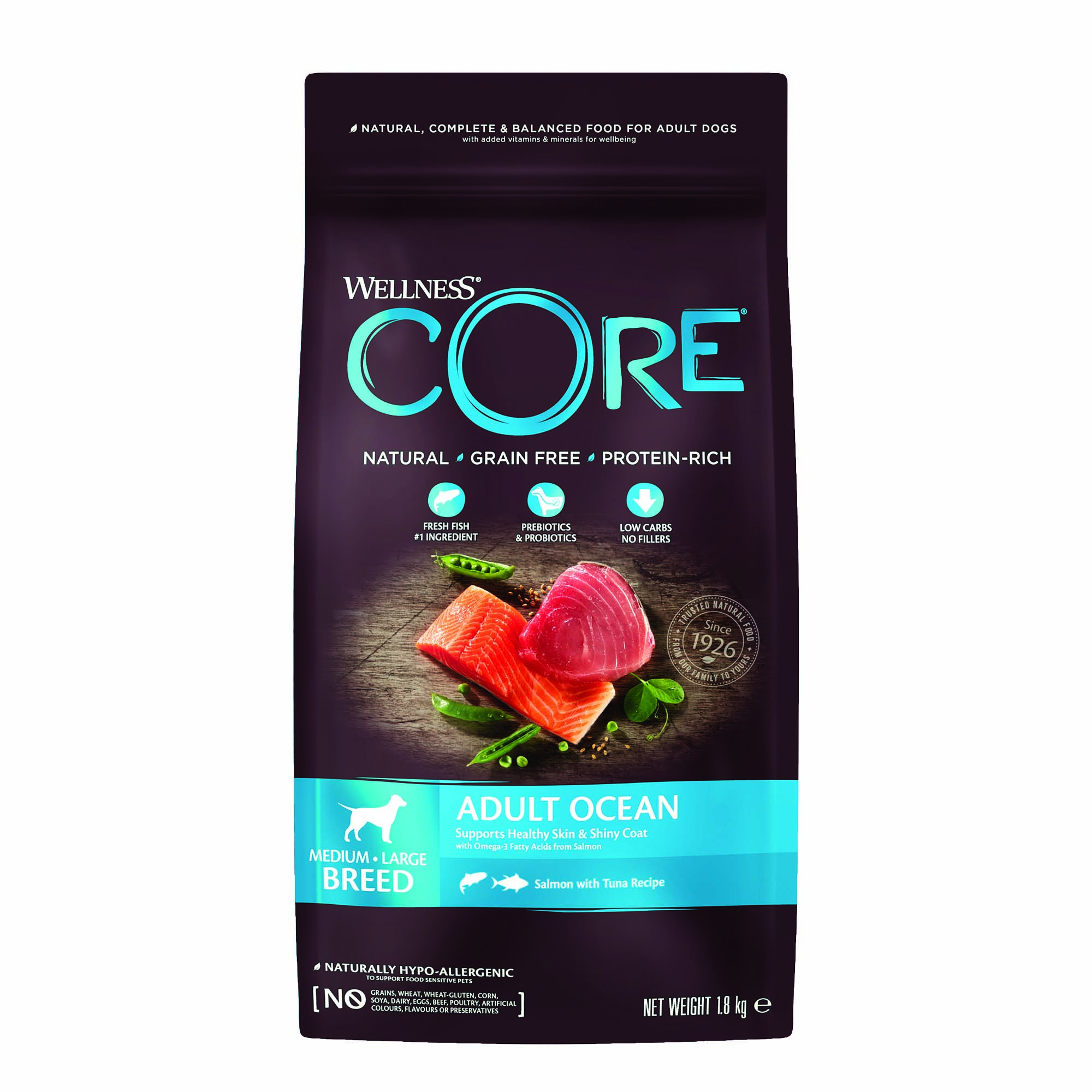 Wellness CORE Adult Ocean Medium-Large- Breed - Hondenvoer - 1.8 Kilogram - tonijn, zalm