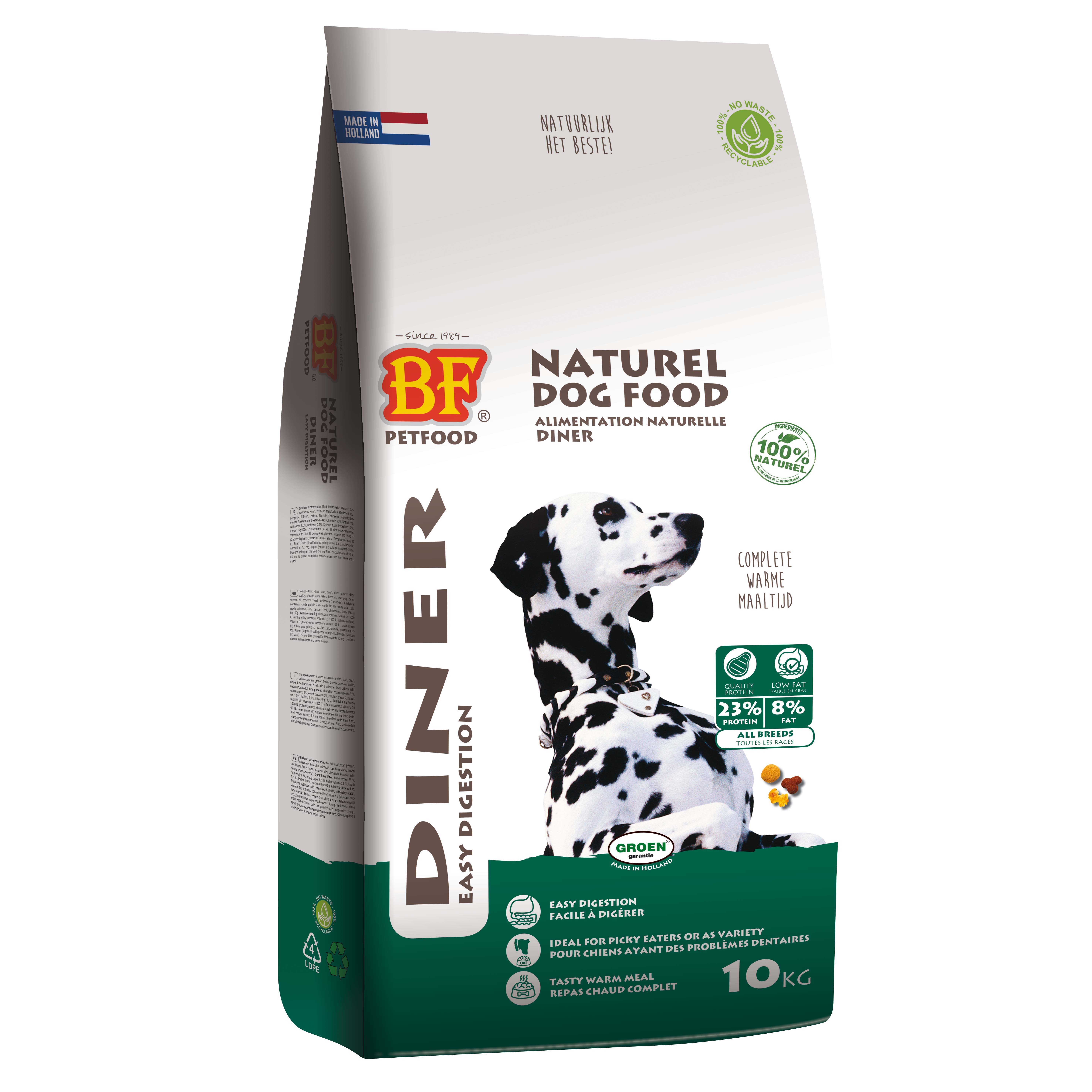 BF Petfood Diner - Hondenvoer - 10 Kilogram - rund, kip