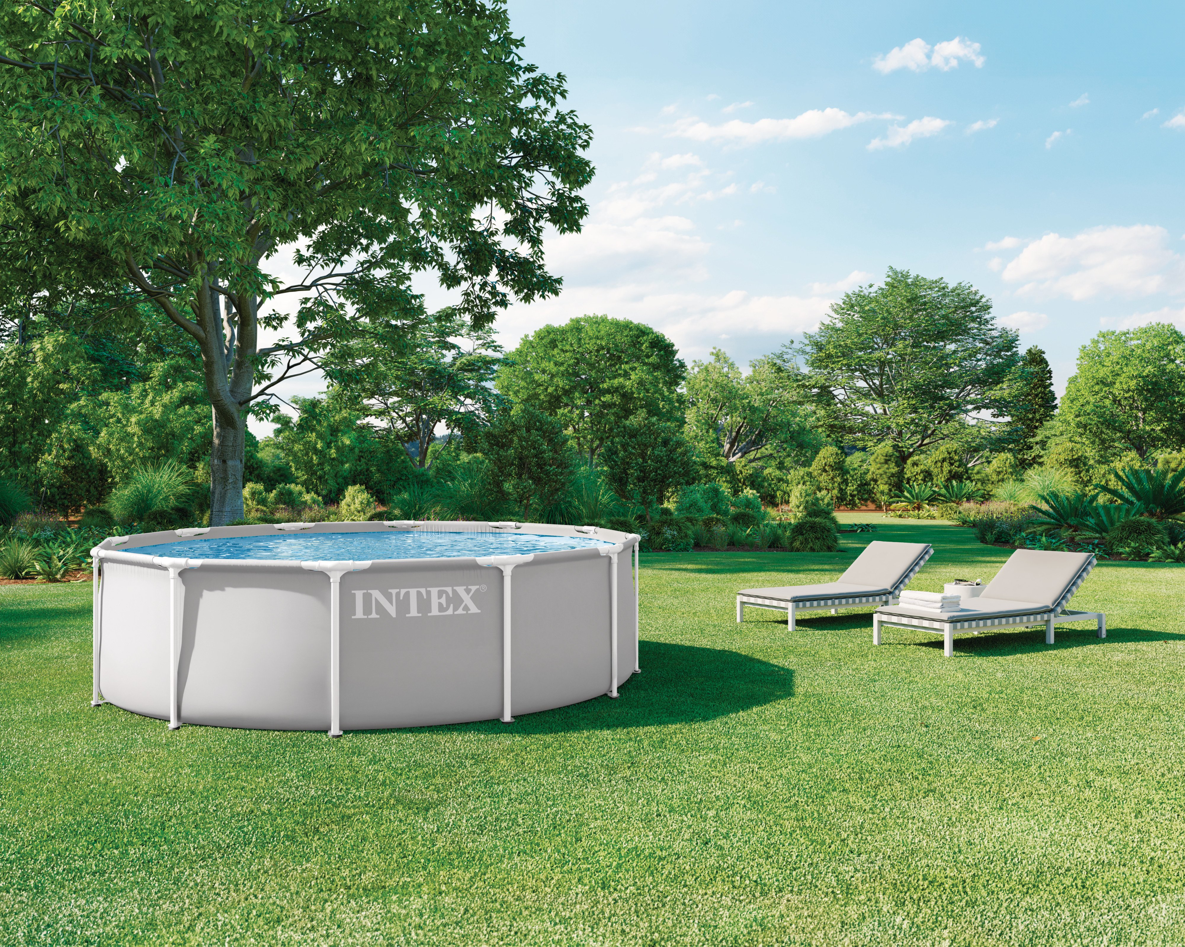 Intex Prism Frame Pool Set - Zwembad - Grijs - 99x366x366 cm - 366 cm Intex Prism Frame Pool Set - Zwembad - Grijs - 99x366x366 cm - 366 cm