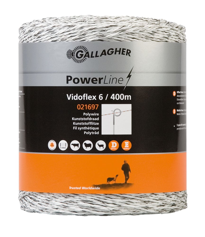 Gallagher Vidoflex 6 - 16 cm - 400 Meter - Wit - 16 cm - 40000 cm Gallagher Vidoflex 6 - 16 cm - 400 Meter - Wit - 16 cm - 40000 cm