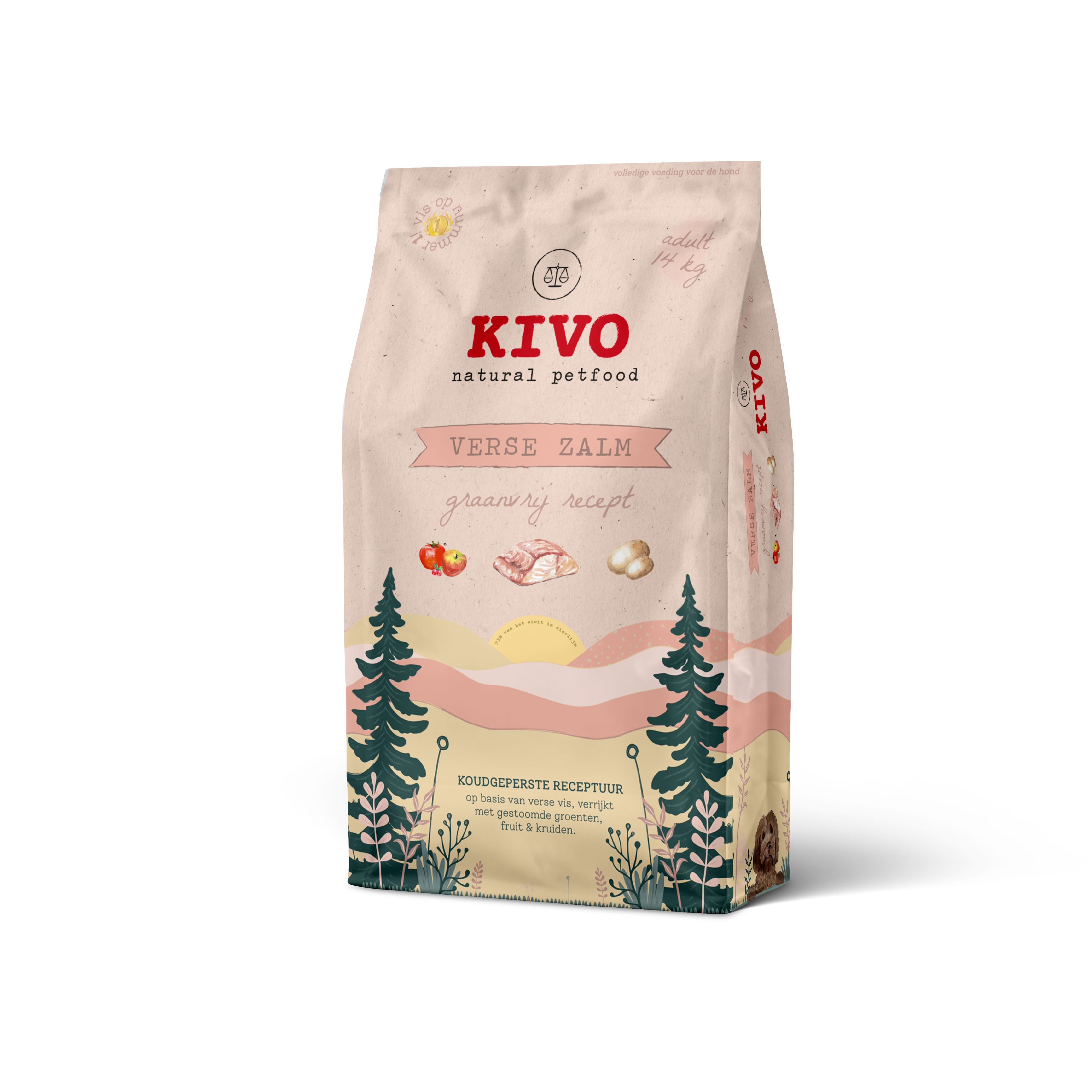 Kivo Adult - Vers Hondenvoer - Graanvrij - 14 Kilogram - Zalm