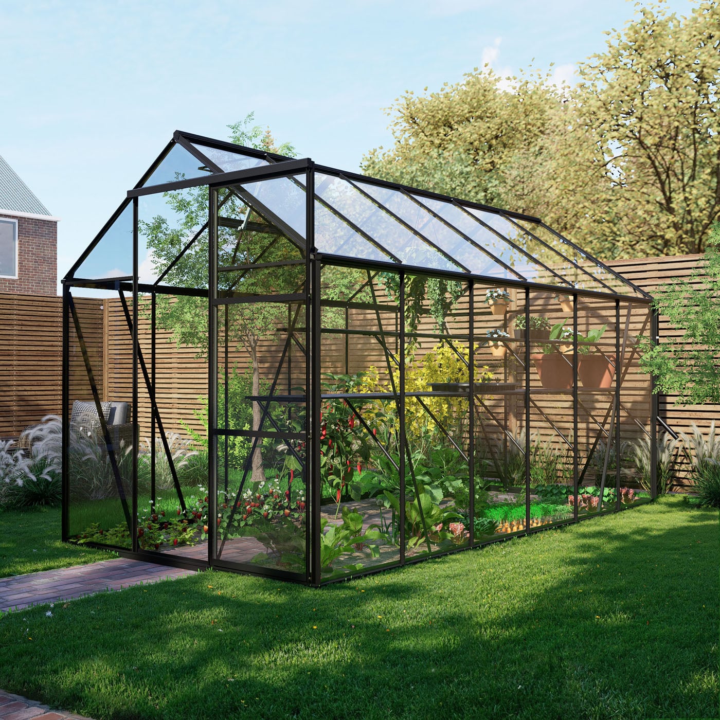 Royal Well Kate IV Full Options - Tuinkas - Zwart - 217x192x375 cm - Veiligheidsglas