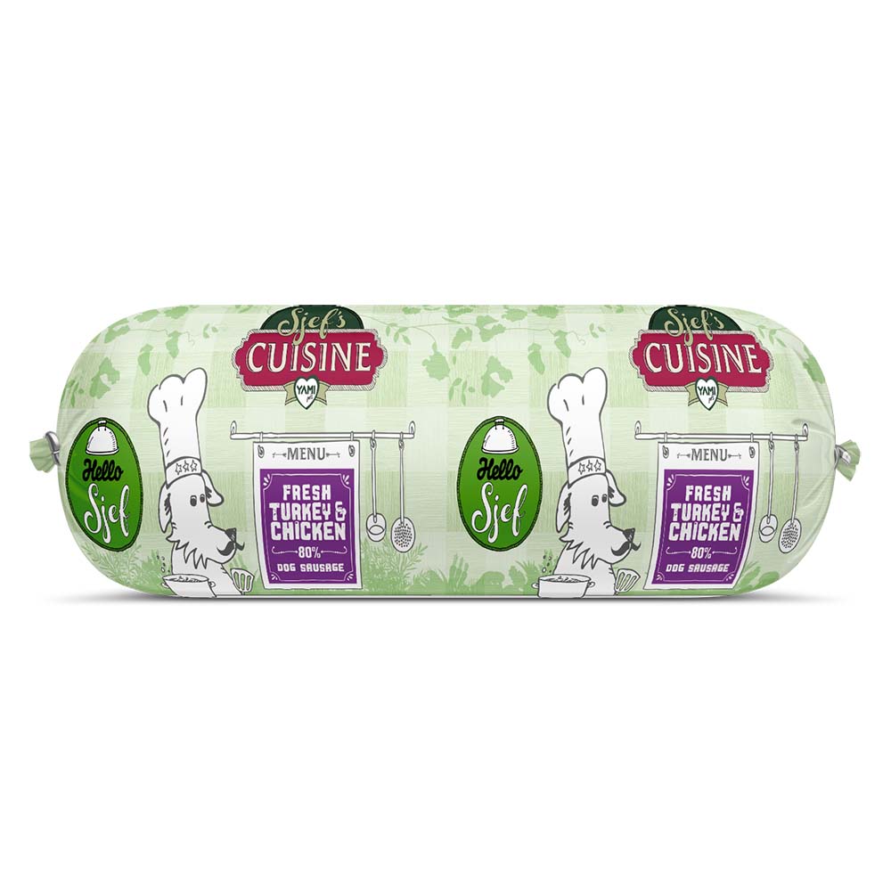Sjef's Cuisine Special Hondenworst - Hondenvoer - 350 Gram - kip, kalkoen