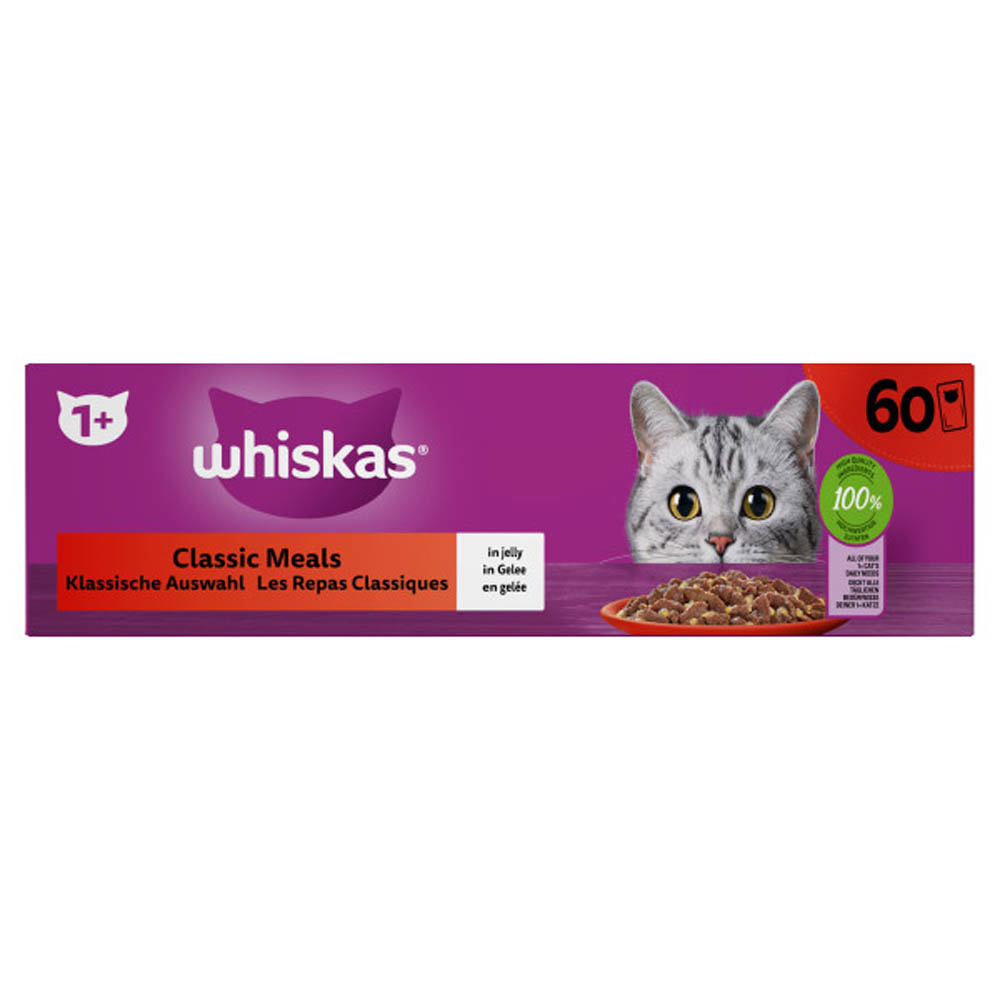 Whiskas Classic Meals in Gelei - Kattenvoer - 60x85 gram - 85 Gram - kip Whiskas Classic Meals in Gelei - Kattenvoer - 60x85 gram - 85 Gram - kip