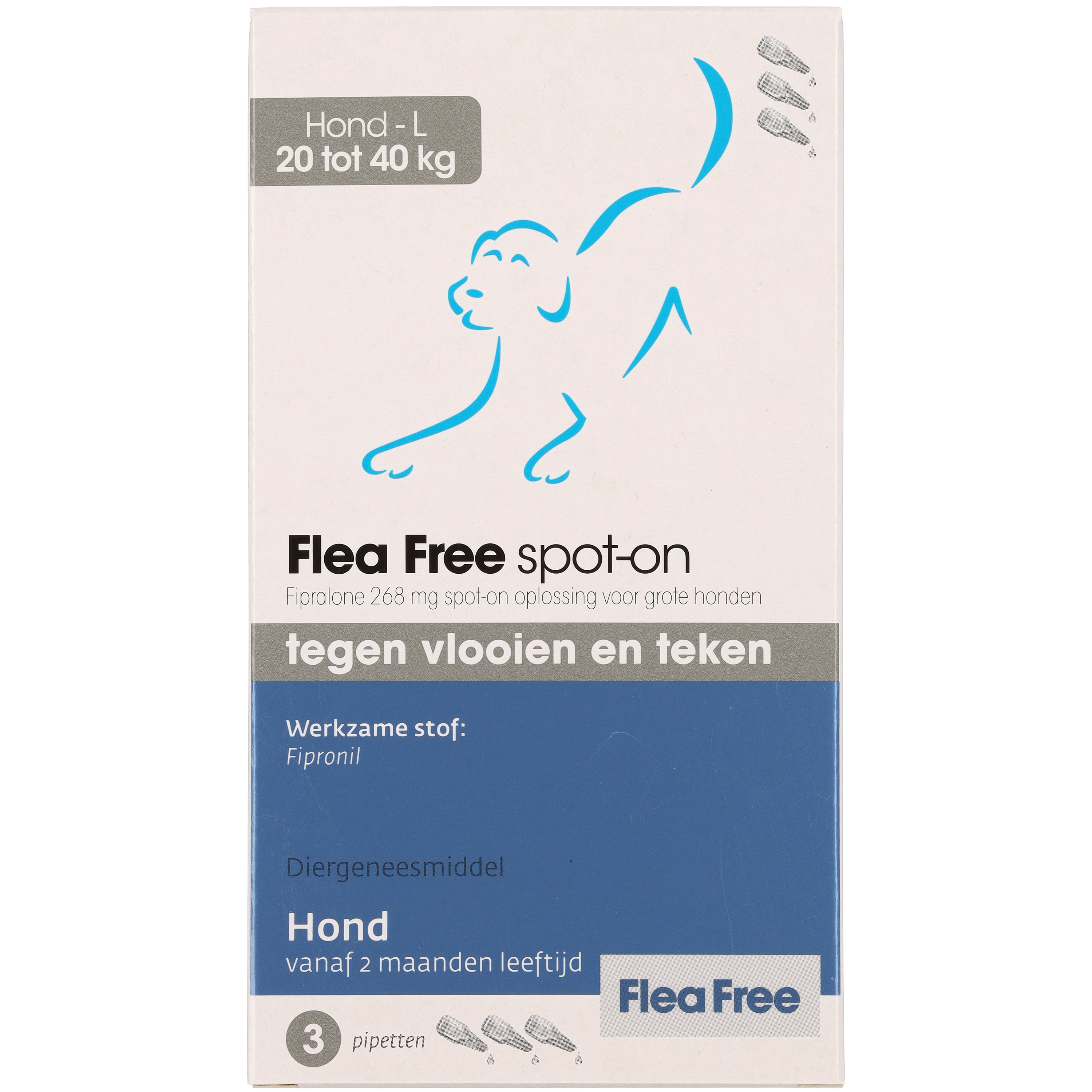 Flea Free Spot On - Pipetten - Anti Vlooien en teken Hond - L - 3 Stuks - L