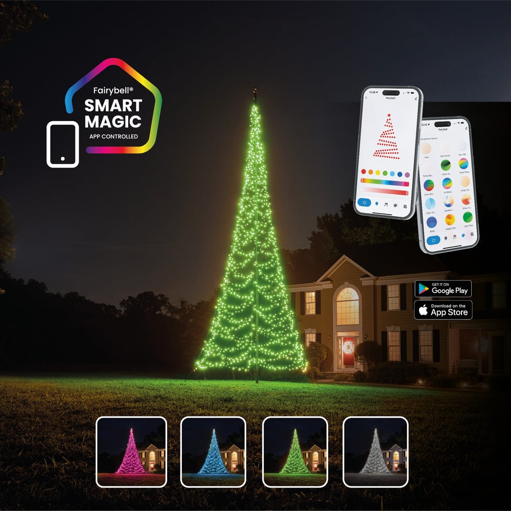 Fairybell Smart Magic - Vlaggenmast kerstboom - 1536 - Multicolor - 800 cm Fairybell Smart Magic - Vlaggenmast kerstboom - 1536 - Multicolor - 800 cm