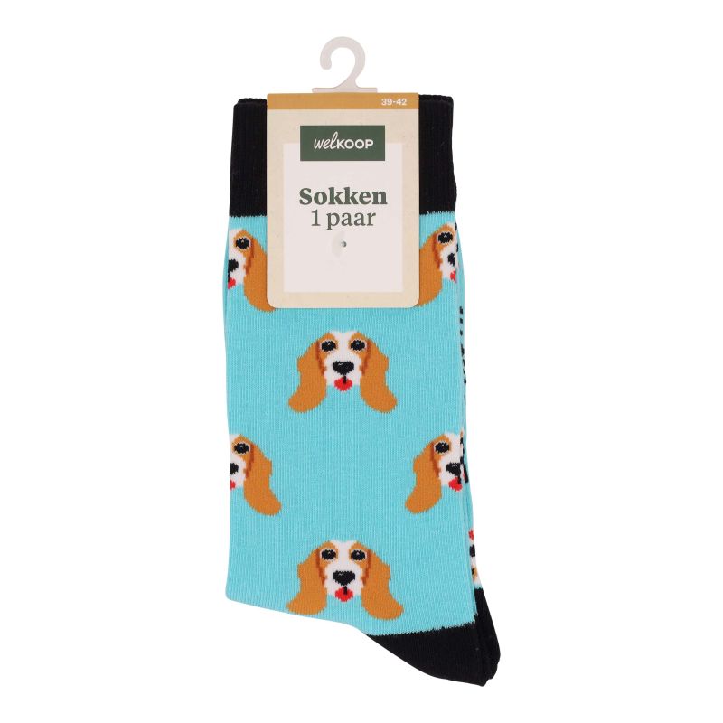 Welkoop Fun Hond - Sokken - Blauw - 43-46