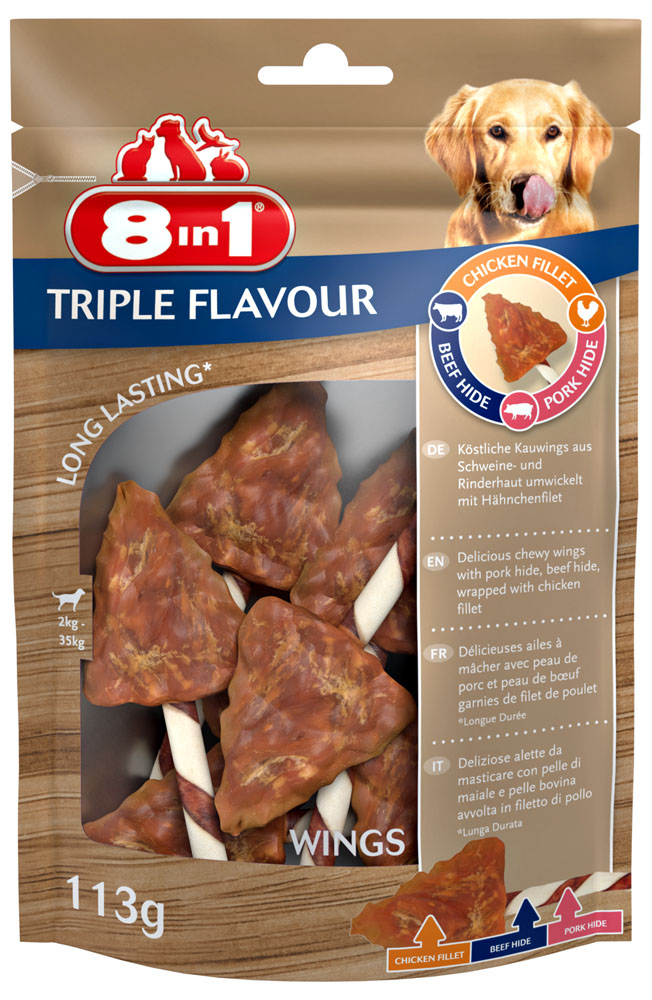 8in1 Triple Flavour Wings - Hondensnack - 6 Stuks