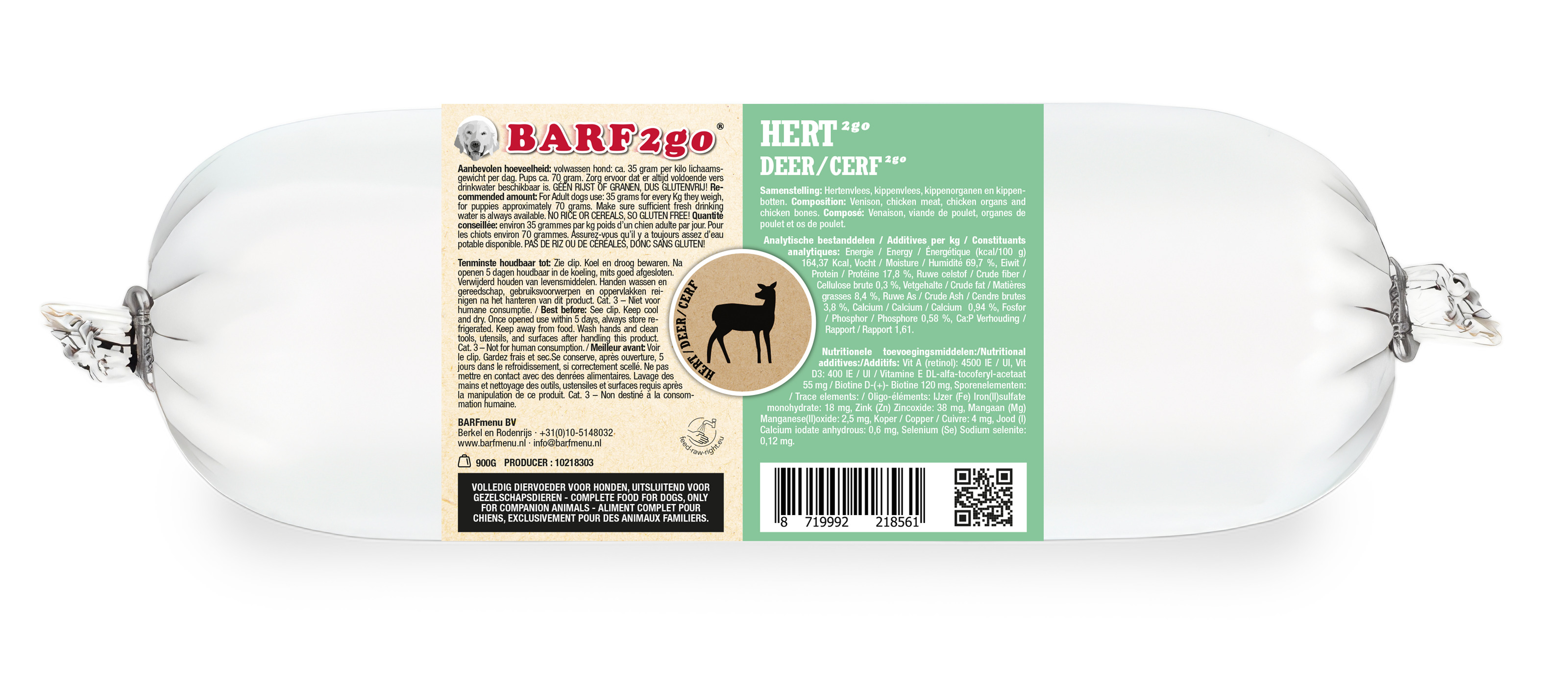 BARFmenu Worst - Hondenvoer - Hert | kip BARFmenu Worst - Hondenvoer - Hert | kip