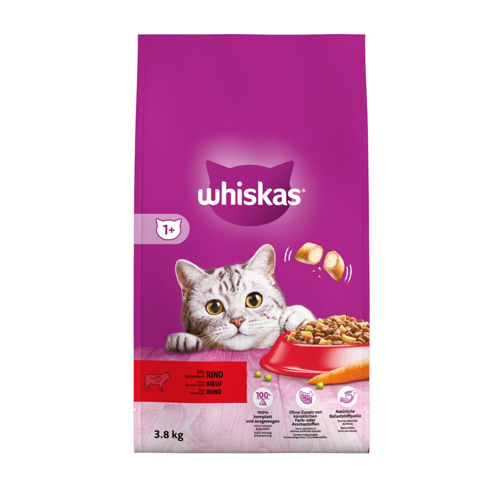 Whiskas 1+ Adult Droge Brokjes - Kattenvoer - 3.8 Kilogram - rund Whiskas 1+ Adult Droge Brokjes - Kattenvoer - 3.8 Kilogram - rund