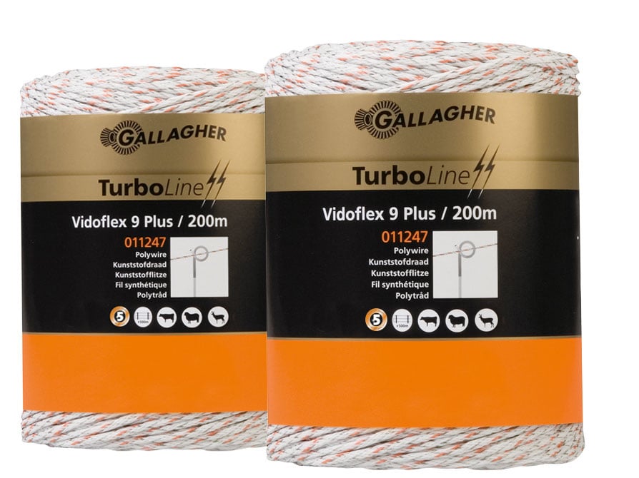 Gallagher Turboline Vidoflex 9 Plus - Schrikdraad - 15.5 cm - 2 Stuks - Wit - 25 cm - 40000 cm