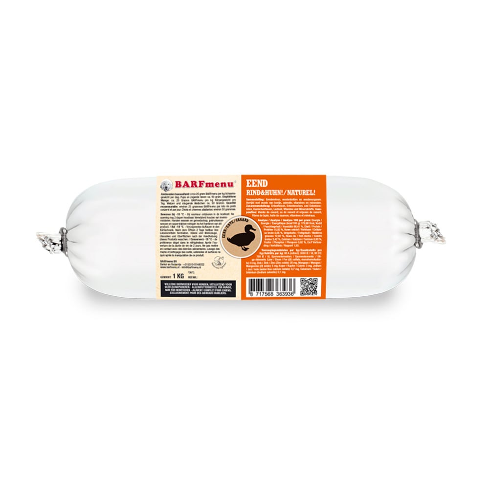 BARFmenu - Hondenvoer - 1000 Gram - eend