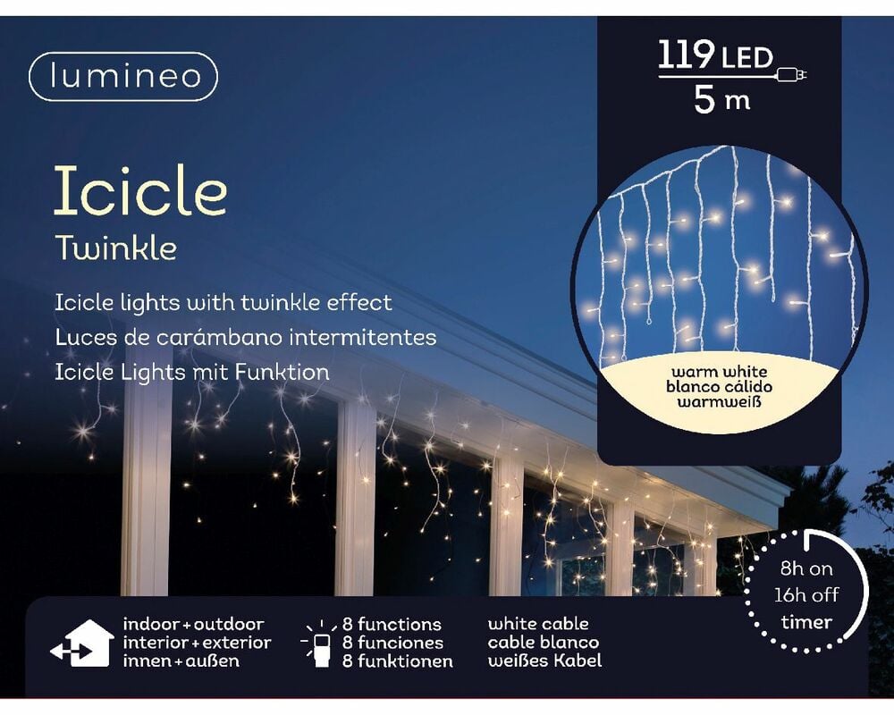 Lumineo Twinkelend - IJspegelverlichting - 119 - Warm wit - 50 cm