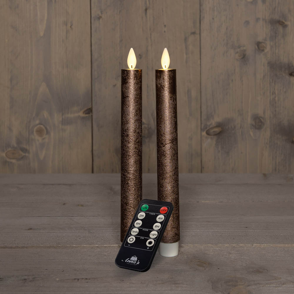 Anna's Collection - LED Dinerkaars - Met afstandsbediening - 26.5 cm - Brons