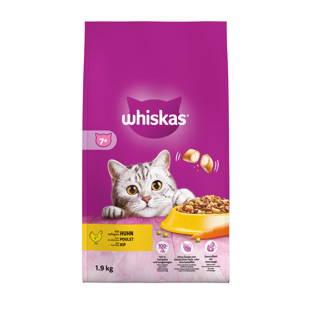 Whiskas 7+ Senior Droge Brokjes - Kattenvoer - 1.9 Kilogram - kip Whiskas 7+ Senior Droge Brokjes - Kattenvoer - 1.9 Kilogram - kip