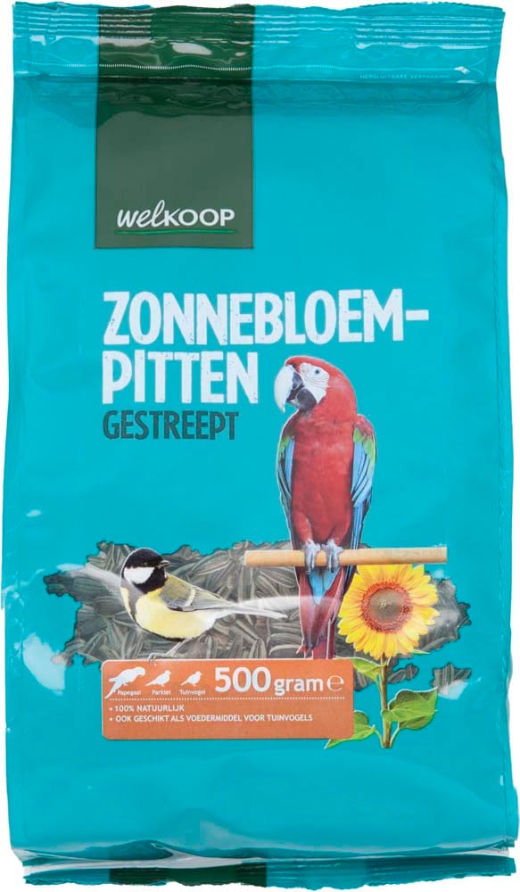 Welkoop  Zonnebloempitten Gestreept - Vogelvoer - 0.5 Kilogram