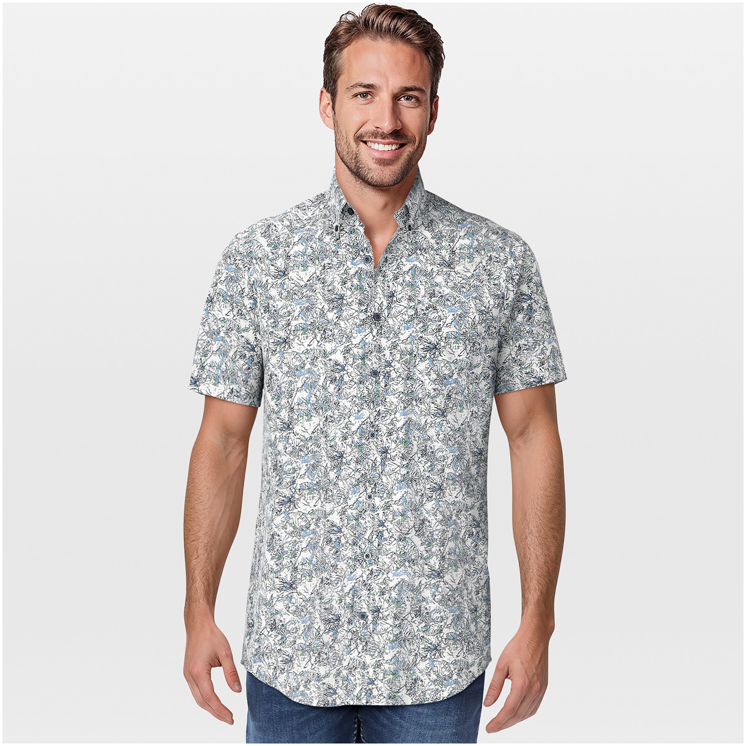 VELESTE Sef - Overhemd korte mouw - Blauw - M