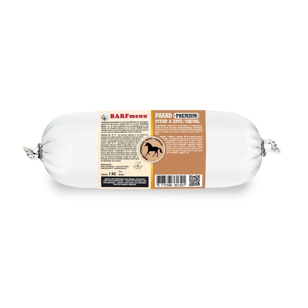 BARFmenu - Hondenvoer - 1000 Gram - paard BARFmenu - Hondenvoer - 1000 Gram - paard