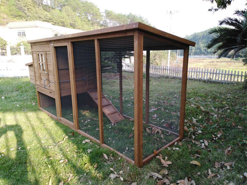Rechthoek XL - Kippenhok met ren - Bruin - XL