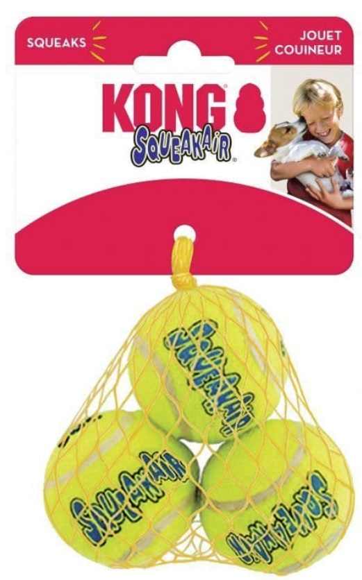 Kong Air Dog Squeaker Tennisbal met piep - Hondenspeelgoed - geel - 20x5x5.5 cm - S
