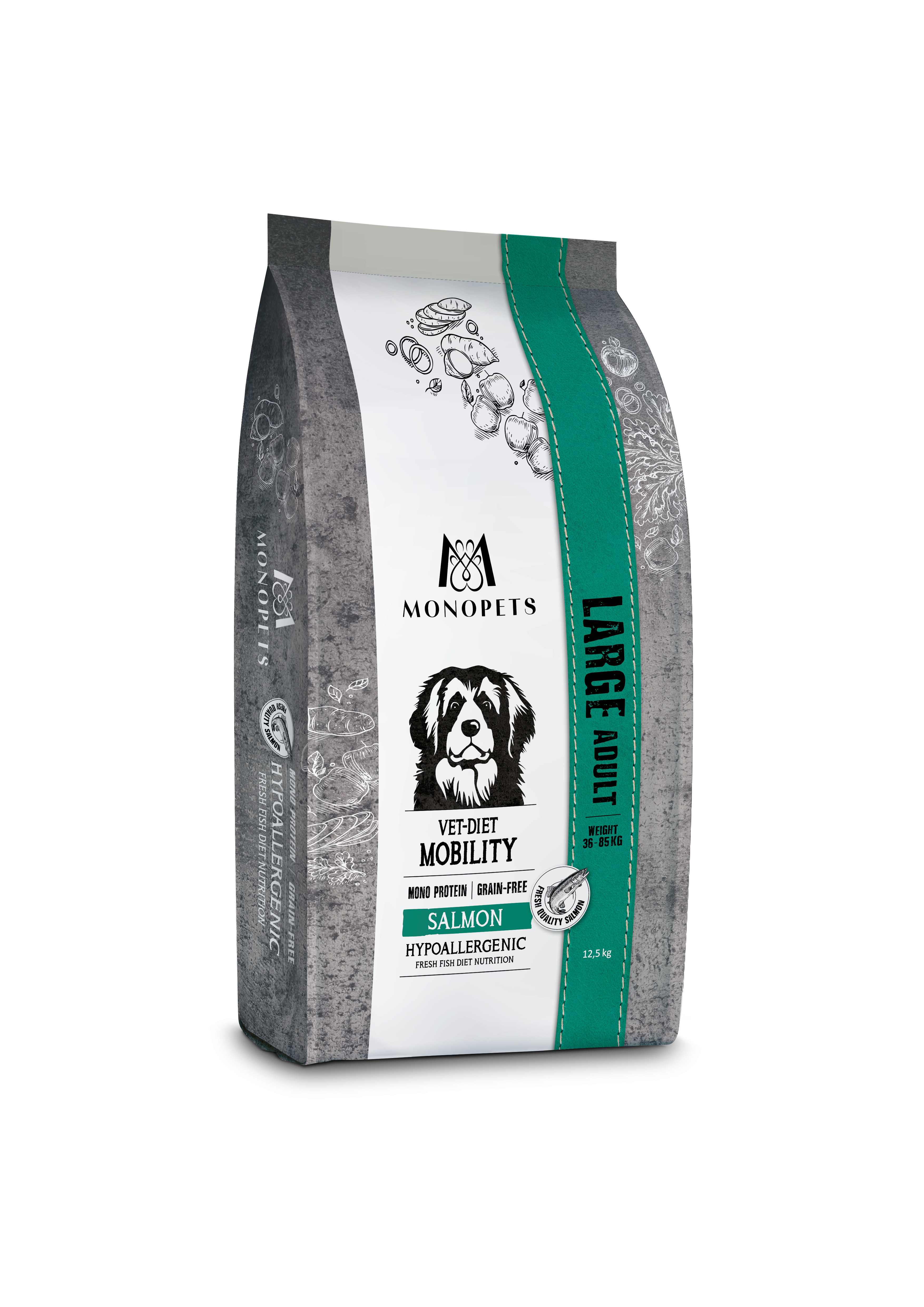 Monopets Large Vet-Diet Mobility  Hypoallergeen Monoprotein - Hondenvoer - 12.5 Kilogram - zalm
