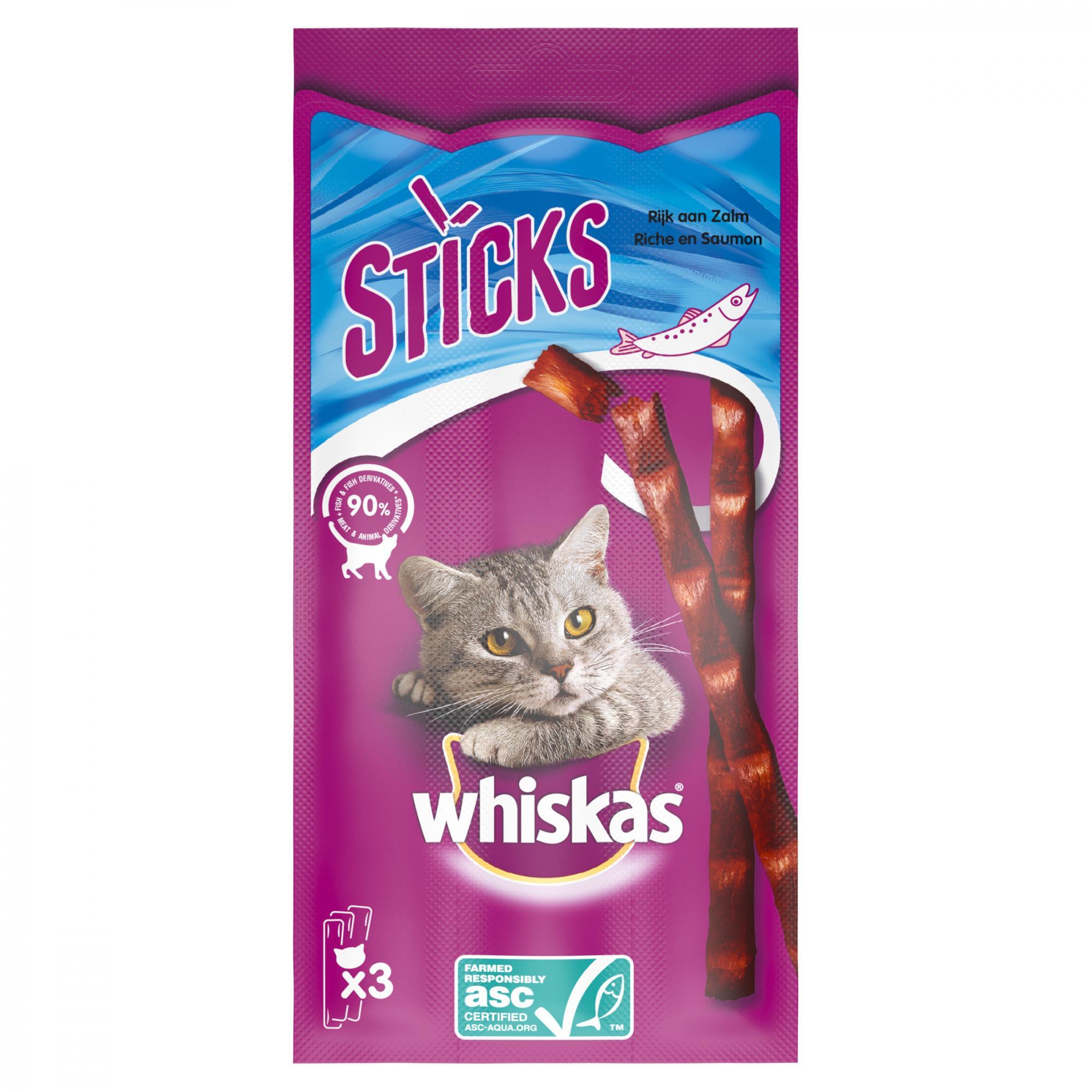 Whiskas Sticks - Kattensnack - 3 Stuks - zalm Whiskas Sticks - Kattensnack - 3 Stuks - zalm