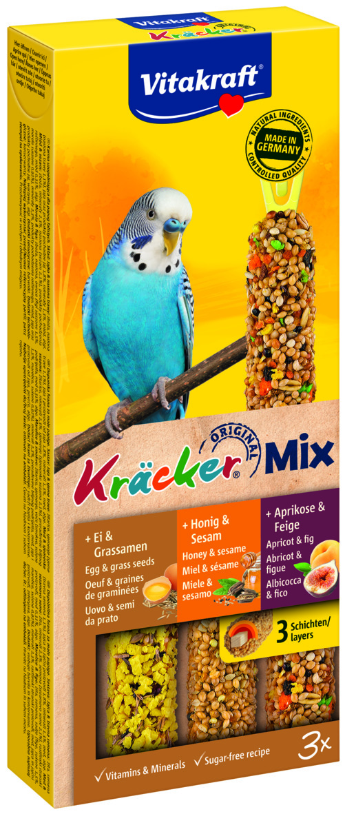 Vitakraft Combikracker 3 in 1 Parkiet - 3 Stuks - Paprika, sesam, kiwi - Snacks|Cracker Vitakraft Combikracker 3 in 1 Parkiet - 3 Stuks - Paprika, sesam, kiwi - Snacks|Cracker