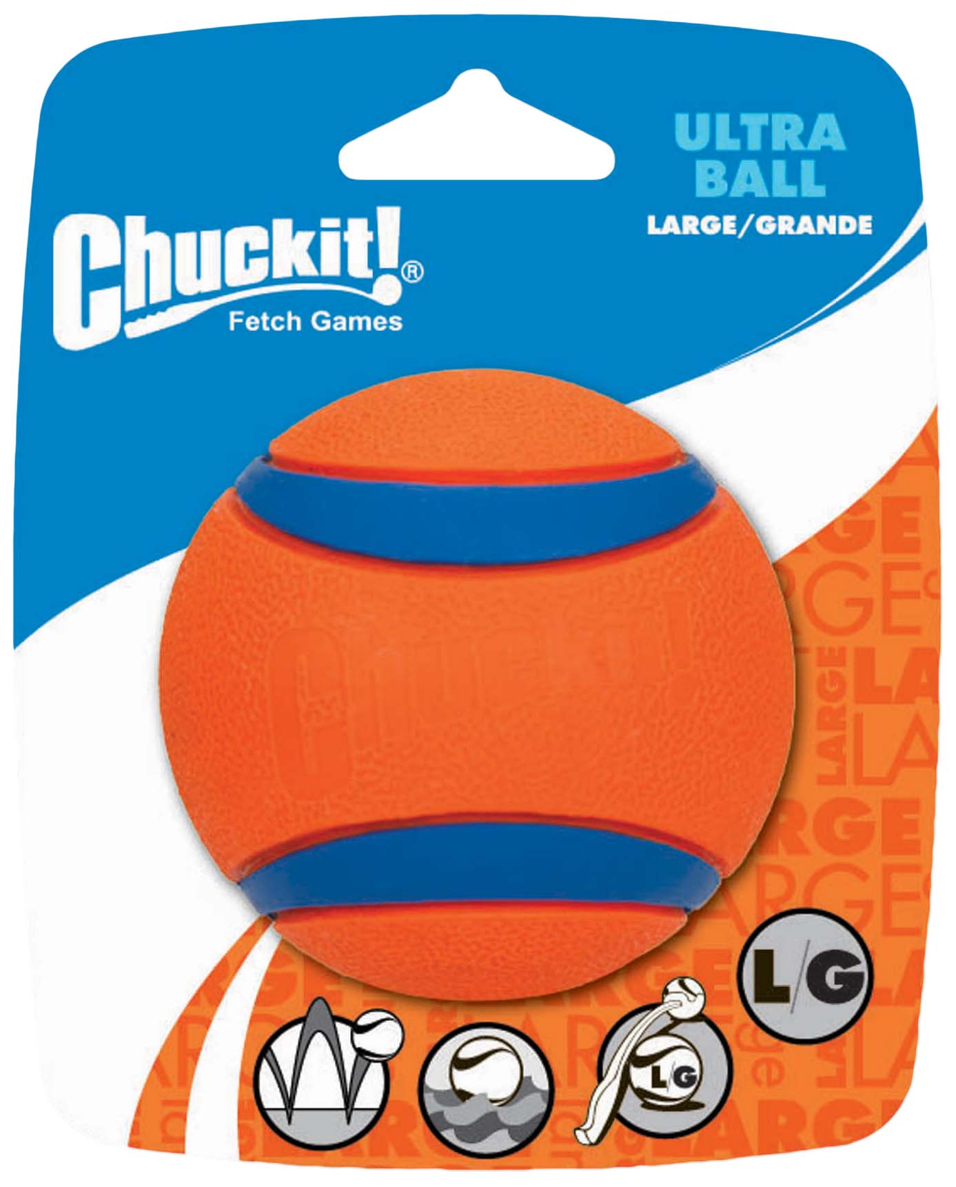 Chuckit Ultra Ball - Apporteren - Hondenspeelgoed - oranje/blauw - 13.2x10.6x7.1 cm - L