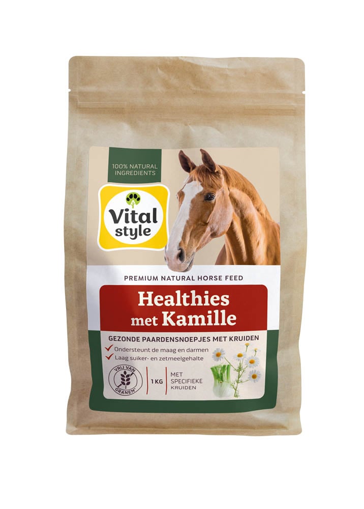 Vitalstyle Healthies - Paardensnoepjes - 1 Kilogram - Kamille Vitalstyle Healthies - Paardensnoepjes - 1 Kilogram - Kamille