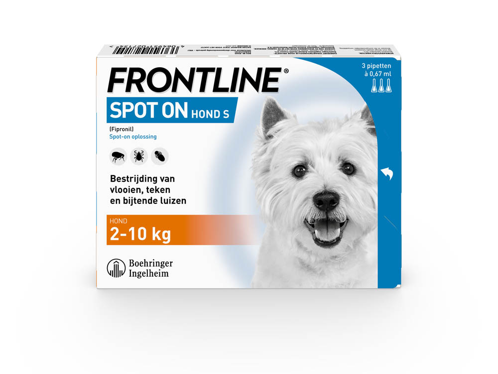 Frontline Spot On S - Teken en vlooienpipet - 3 pipetten - 3 Stuks - S