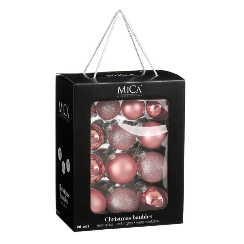 Mica Decorations Set - Kerstballen - Roze