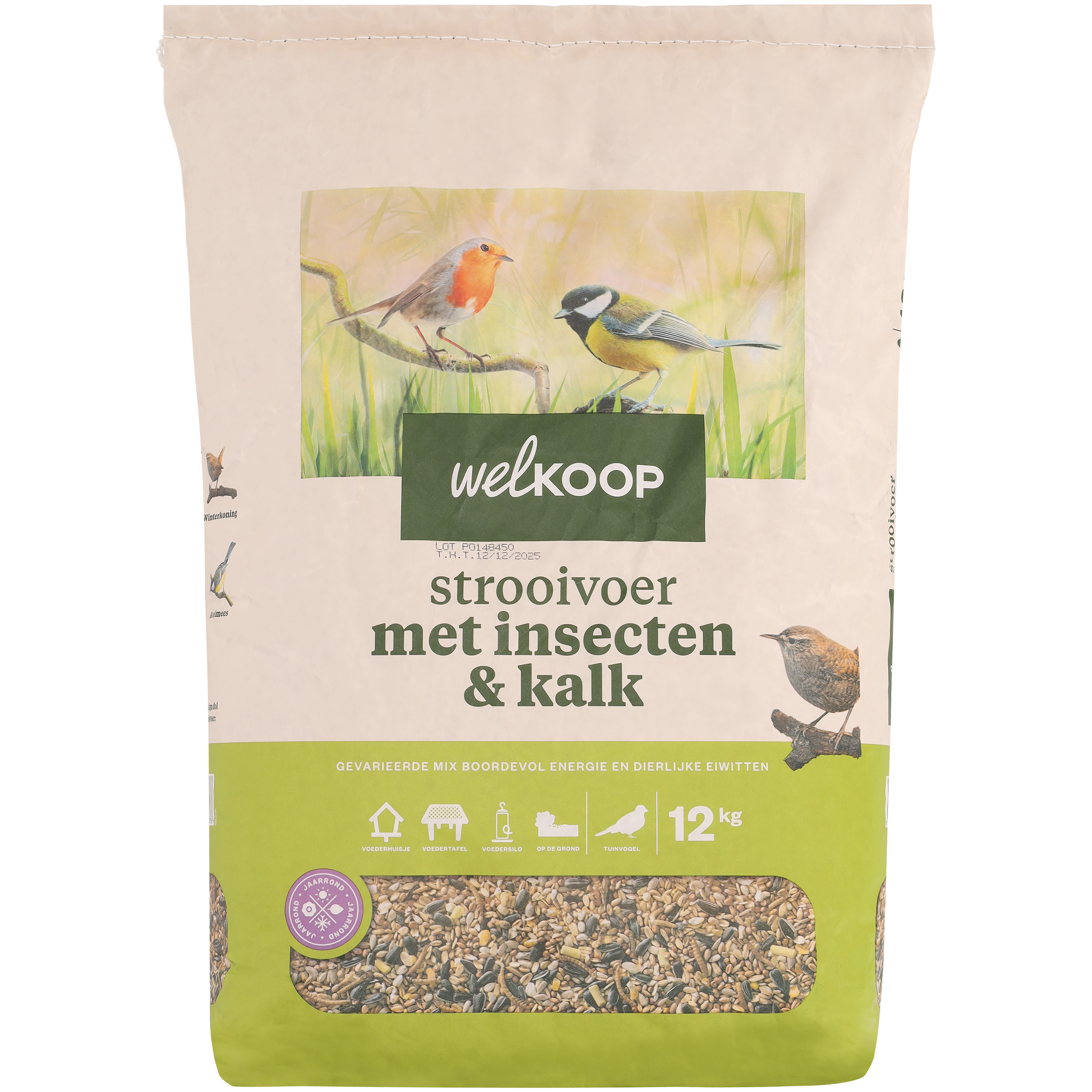 Welkoop - Strooivoer - Tuinvogelvoer - 12 Kilogram - Kalk, insecten