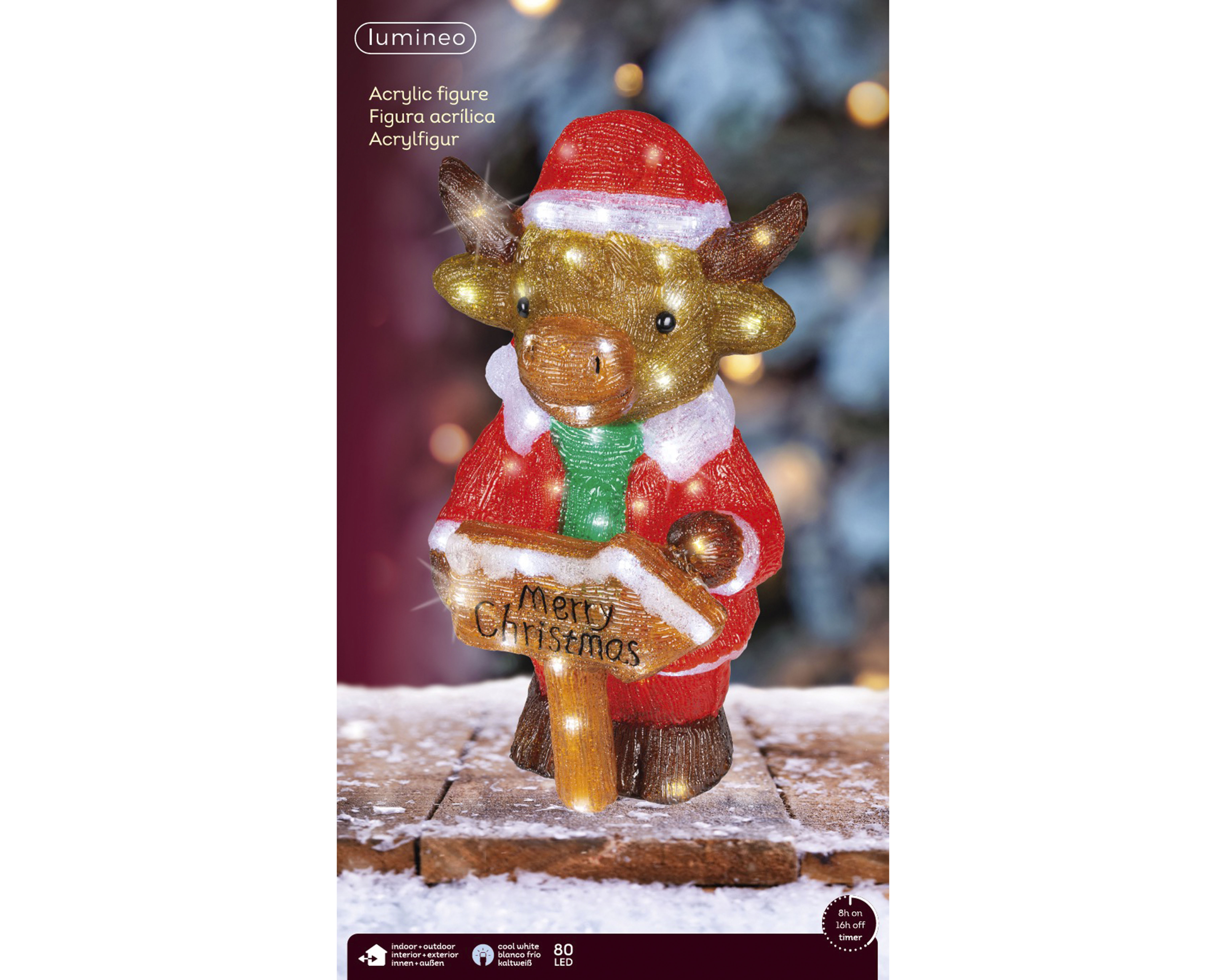 Lumineo LED Koe - Kerstverlichting - 80 - Koel wit - 44 cm Lumineo LED Koe - Kerstverlichting - 80 - Koel wit - 44 cm