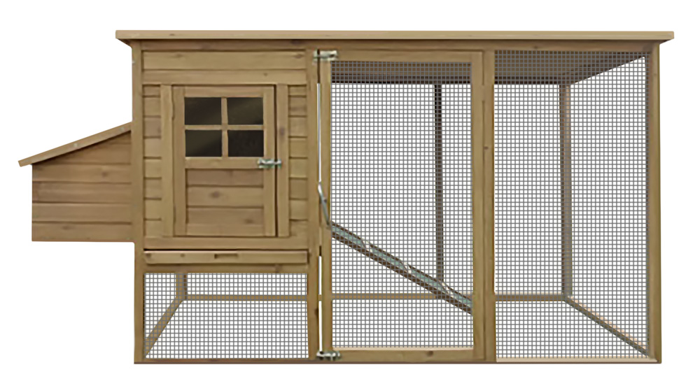 Rechthoek - Kippenhok met ren - Bruin - Links - M