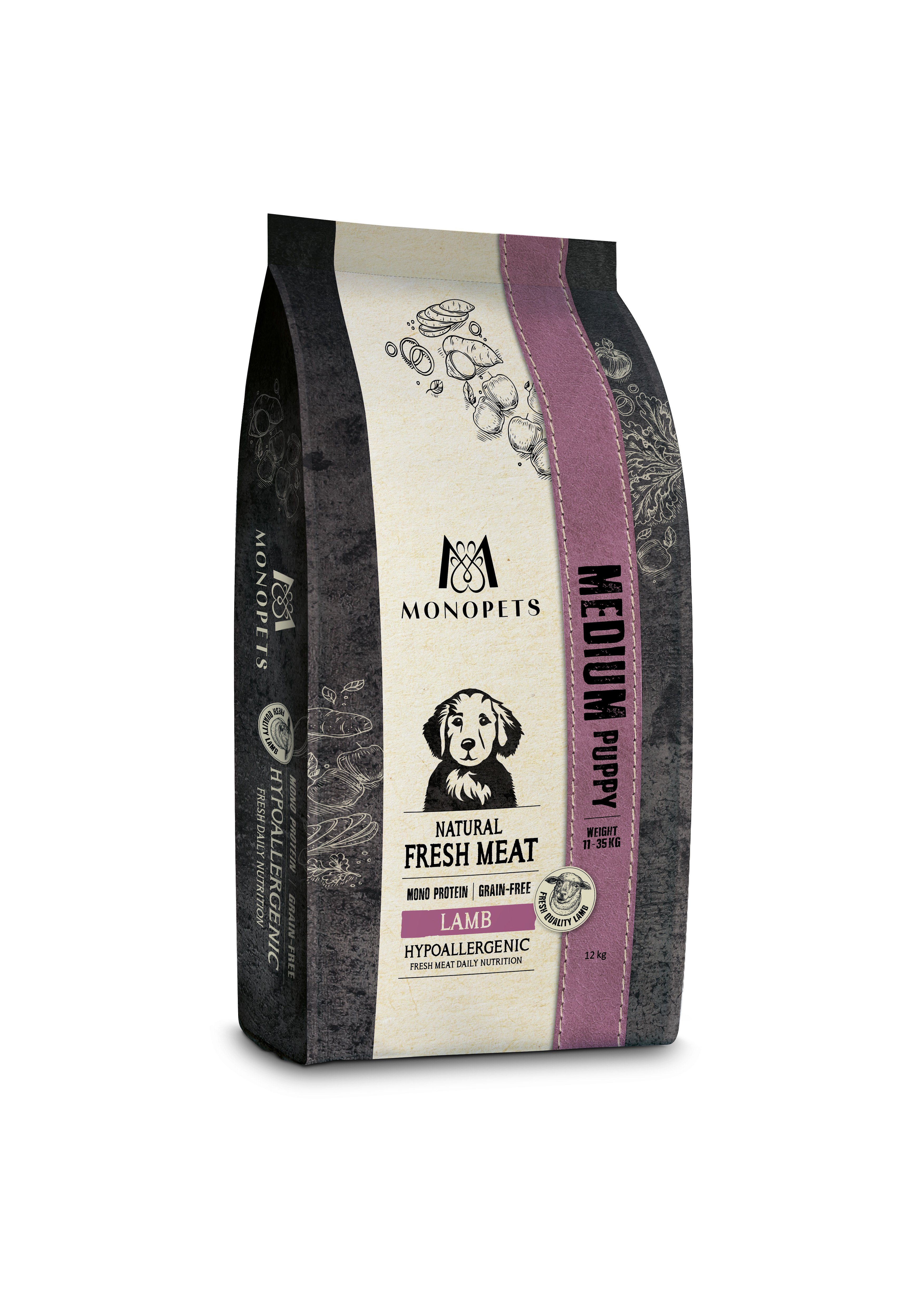 Monopets Medium Puppy Hypoallergeen Monoprotein - Hondenvoer - 12 Kilogram - lam
